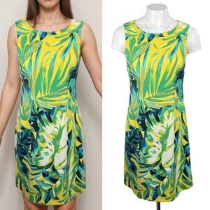 CONNECTED APPAREL Tropical Sleeveless Sheath Dress Sz 8